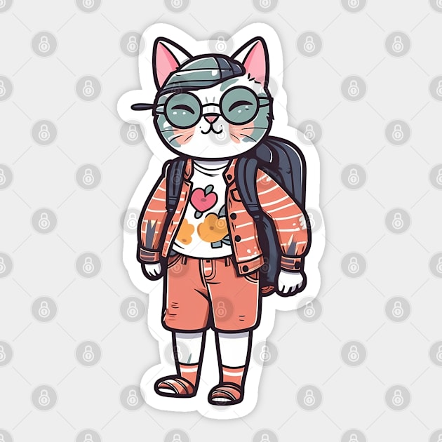 A cute kitty wearing street fashion Sticker by AestheticsArt81